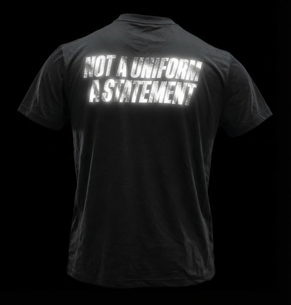 Not A Uniform. A Statement Tee — Reflective Drop-Shoulder