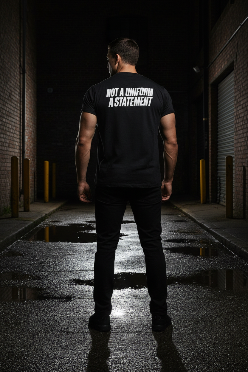 Not A Uniform. A Statement Tee — Reflective Drop-Shoulder