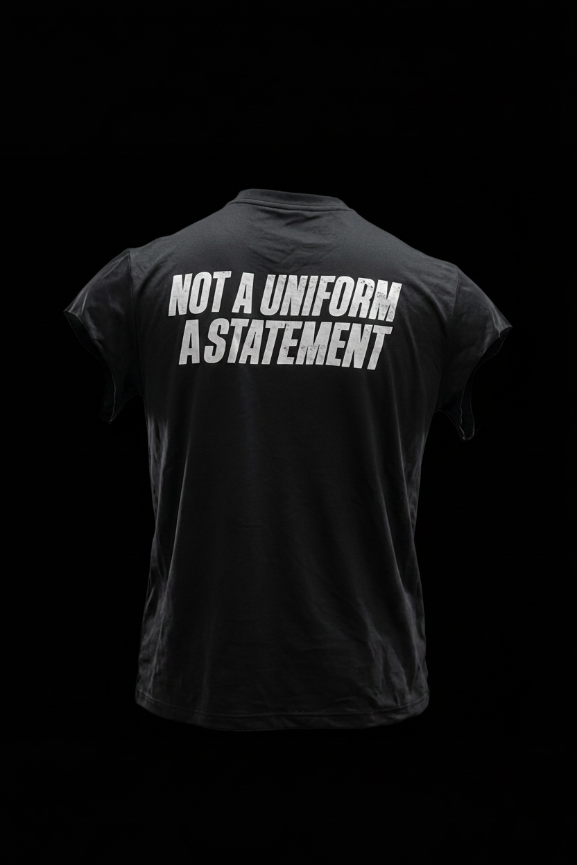 Not A Uniform. A Statement Tee — Reflective Drop-Shoulder